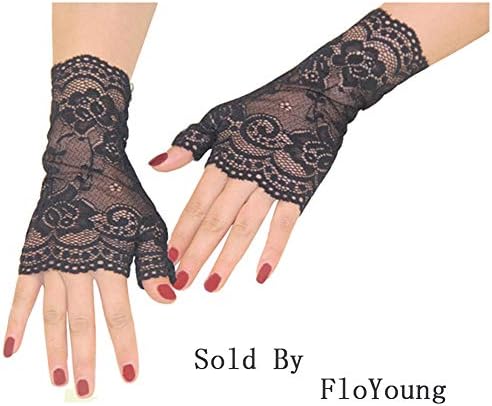 FloYoung Women Bridal Short Lace Half Finger Party Dress Gloves