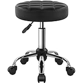 BFTOU Black Classic Swivel Stool with Wheel for Salon Work Home SPA Shop Height-Adjustable and Cost-Effective Rolling Stool Chair Small