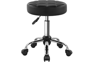 BFTOU Black Classic Swivel Stool with Wheel for Salon Work Home SPA Shop Height-Adjustable and Cost-Effective Rolling Stool Chair Small
