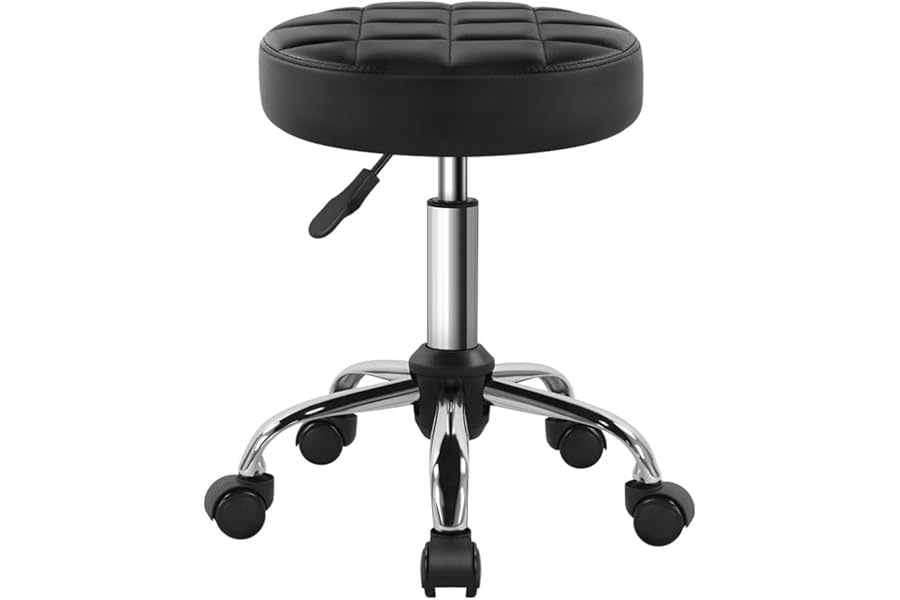BFTOU Black Classic Swivel Stool with Wheel for Salon Work Home SPA Shop Height-Adjustable and Cost-Effective Rolling Stool Chair Small