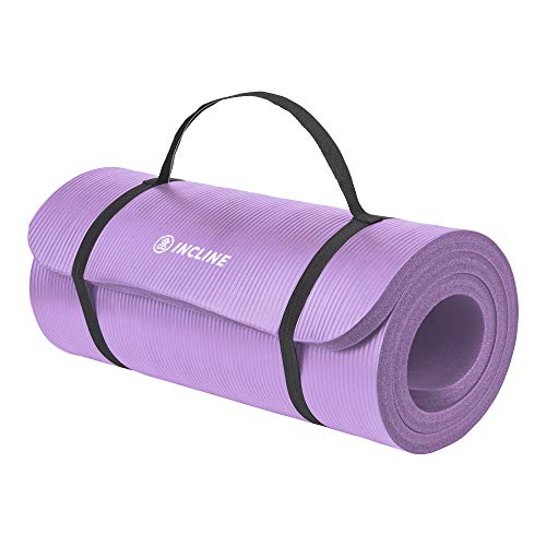 Incline Fit Exercise Mat Ananda 1″ Extra Thick Exercise Mat with Strap – Non Slip Workout Mat for Yoga, Pilates, Stretching, Meditation, Floor & Fitness Exercises, Orchid