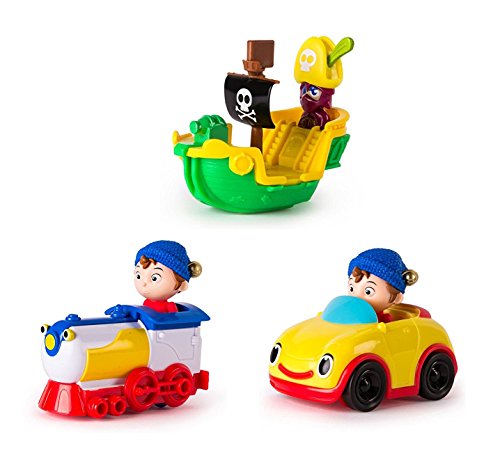 DreamWorks Noddy Toyland Detective - Set of All Vehicles - Revs Car, Noddy in Train , Pirate Ship