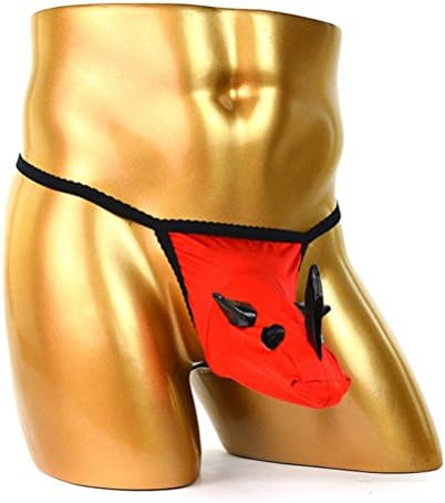Men's Thong Underwear Hot Sexy Funny Black Side Red Rhinoceros G-string Underpants
