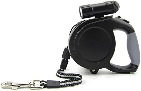 Retractable Dog Leash with Flashlight, Kromi Adjustable 16 FT Dog Walking Training Leashes with 9 LED Detachable Flashlight for Small Medium Large Dogs, Black
