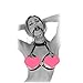 MyCHIC Women's PU Leather Harness Collar Cupless Bra Open Mouth 2 Pcs Lingerie Set