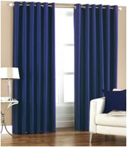 Honey TradersPremium 2 Piece Eyelet Polyster Curtain - 9ft, Navy Blue
