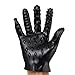 Male Female Massage Tool Soft Flirting Massage Glove Men Ribbed Teasing Gloves (A-Black)