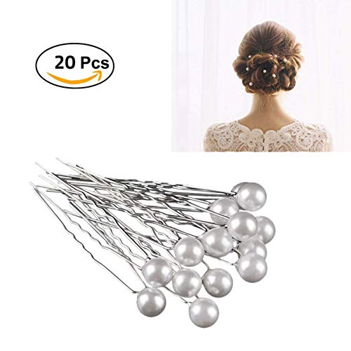 20pcs Fashion Bridal Wedding Prom White Pearl Silver Hair Pins