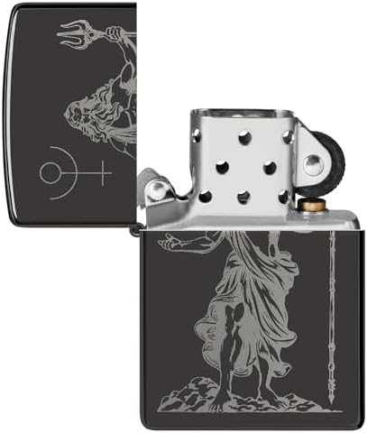 Briquet tempête God Pluto, Dieu Pluton, Noir Poli, Image Photo, Rechargeable, réutilisable, Design Coupe-Vent, boîte Cadeau, fabriqué aux États-Unis