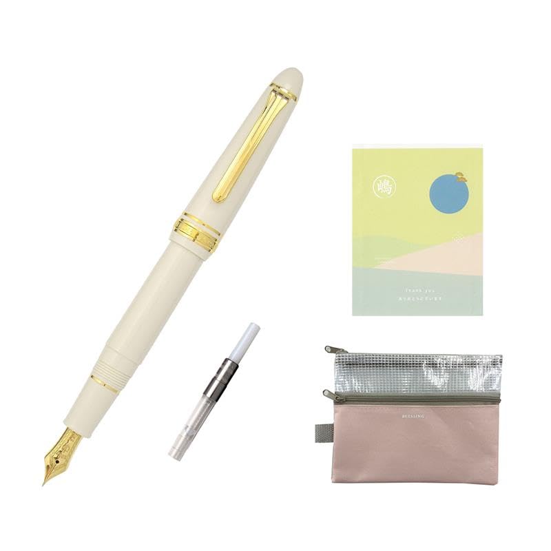 Generisch Sailor Profit Standard Fountain Pen Medium Nib Ivory 11-1219-417, with Converter + Bonus: Pencil Case and Japanese Envelope
