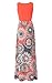 Zattcas Womens Summer Contrast Sleeveless Tank Top Floral Print Maxi Dress Orange Coral XX-Large