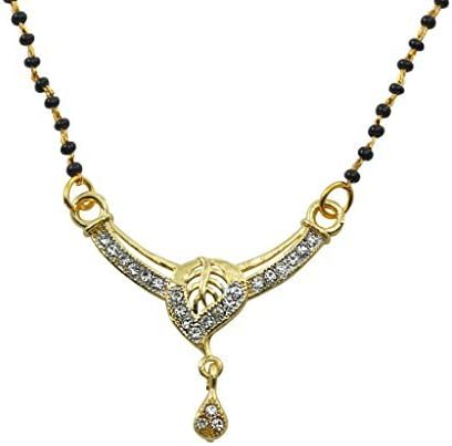 Diovanni Mangal Sutra Mangalsutra Indian Gold Chain Set Cz Diamond Dual Tone Mangalsutra Gold and Black