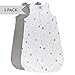 Ely's & Co 100% Cotton Wearable Blanket Baby Sleep Bag Grey Stars 2 Pack (6-12 Months)