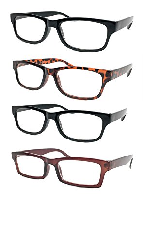 Webdeals - reading glasses set of 4 bold classic rectan…