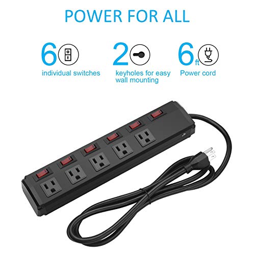 5 Outlets Power Strip Individual switches,Power Strip Surge Protector