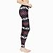 Ensasa Womens Autumn Winter Snowflake Graphic Printed Stretchy Leggings Pants, Black Red Reindeer XX-Large