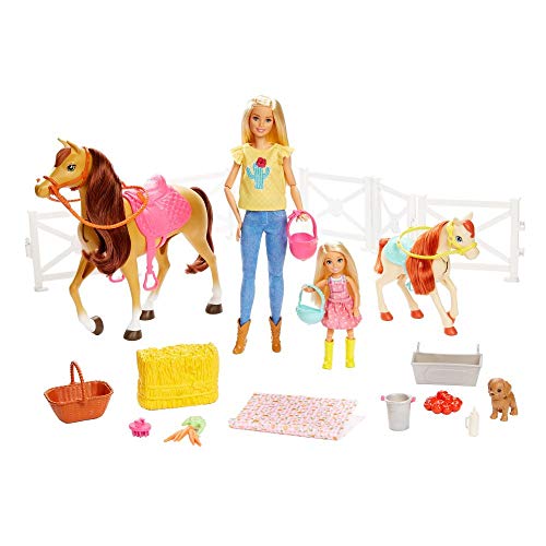 Barbie Puppe und Pferd, Barbie und Chelsea Pferd, Barbie Kleidung, Barbie Accessoires, Geschenk für Kinder, Spielzeug ab 3 Jahre,GLL70