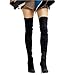 Shoe'N Tale Women Over The Knee High Stretchy Leather Thigh High Snow Boots(6.5,Suede Black)