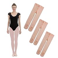 iMucci 3 Pairs Ballet Dance Tights - Velet Convertible Ballerina Dancing Stockings Pink XL Adult