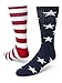 Red Lion Freedom Mismatched Crew Socks American Flag (Navy Blue/White/Red - Large)