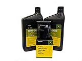J0HN DEERE 2 Quarts Turf-Gard SAE 10W-30 Oil Plus AM107423 Filter. Fits Many Lawn Mowers - Check Description