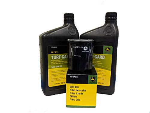 J0HN DEERE 2 Quarts Turf-Gard SAE 10W-30 Oil Plus AM107423 Filter. Fits Many Lawn Mowers - Check Description