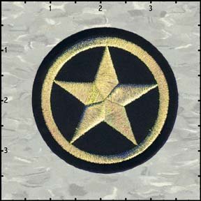 3 INCH Star in Circle Embroidered Iron on Applique Patch FD - Gold on Black