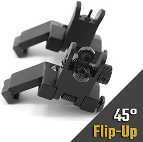 Hojan Outdoor Sports AR15/M4/M16 Tactical 45 Degree Offset Flip-Up Backup Iron Sight, Front and Rear Canted 45 Degree Flip Up Sights Set Picatinny Rail Mount Rapid Transition