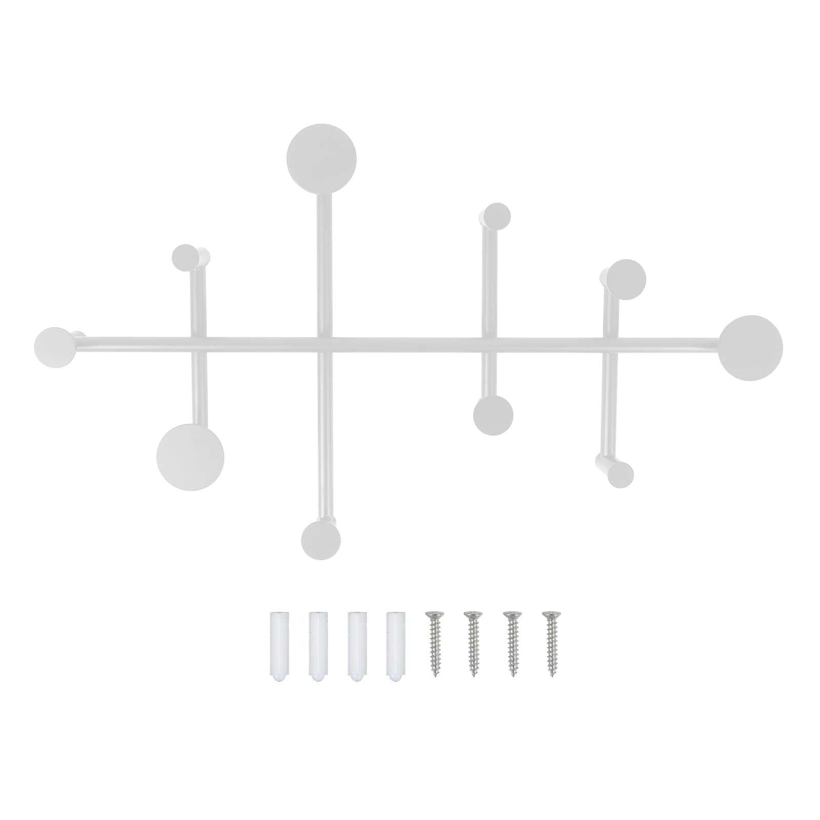 XLSBZ Coat Rack Shelf Wall Mounted,Modern Metal Coat Rack with 10 Hooks,Coat Hanger Wall Hooks for Clothe, Shats, Scarves (White)