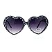 Womens Black Polka Dot Print Color Plastic Heart Shape Cutie Sunglasses