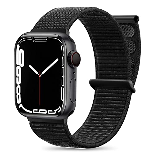 Maledan Nylon Armband Kompatibel Mit Apple Watch Armband 44Mm 45Mm 46Mm 49Mm 42Mm(Series 3/2/1), Verstellbare Sport Armband Kompatibel Mit Iwatch Series 11 10 9 8 7 6 5 4 3 2 1 Se Ultra, Schwarz
