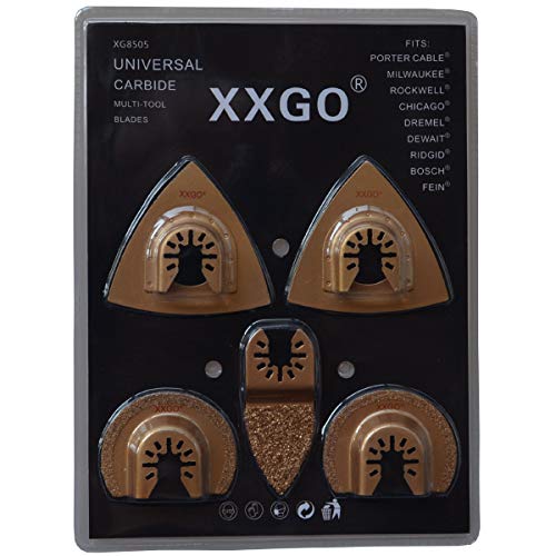 XXGO Universal Semicircle Triangular Finger Carbide Oscillating Multi Tool Blades for Grit Grout Removal Fits Oscillating Tools Pack of 5 No.XG8505