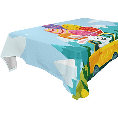 Decorative Table Cloth Happy Easter Rabbit Take Ride Eggs Outdoors
Dining Room Kitchen Rectangular Fabric Table Cover 54 x 72 Inches Party