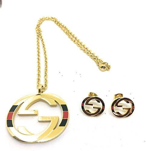 K C Luxury GG Woman Luxury Gold Necklace And Earring Jewelry Set Woman