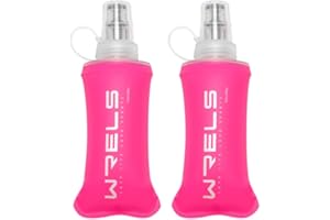 WRELS Folding Soft Flask Portable Collapsible Running Lightweight Water Bottle for Outdoor Sports,Travel with Mouthpeice Cove
