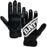 Battle Double Threat Wide Receiver Football Gloves – Ultra Stick Grip, Compression Fit (Runs Tight – Size Up If Between Sizes), Youth & Adult Football Gloves - Adult Medium, Black