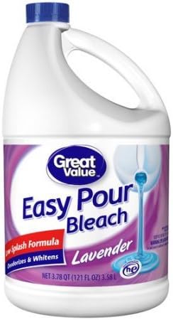 Great Value Lavender Easy Pour Bleach Low-splash Safe for HE, 121 fl oz