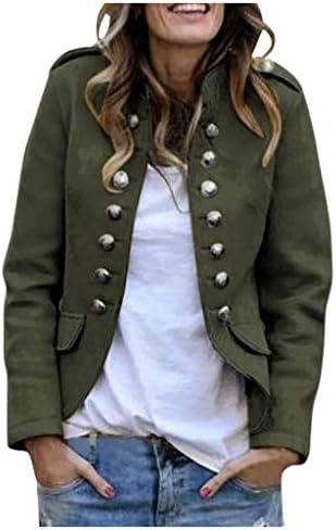 Womens Retro Button Jackets,LuluZanm Sales!💖 Ladies Casual Solid Color Pockets Coats Spring Autumn Slim Fit Outerwear
