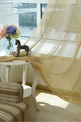 TIYANA Stripes Pure Color Sheer Curtain Drapes 84 inch Length for Windows Soft Romantic Elegant Voile Tulle Light Sheer Panels Gauze Curtains Rod Pocket Top, 1 Panel, 40x84 inch