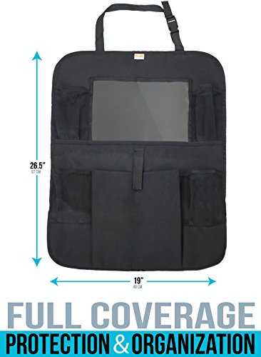 Zohzo Car Back Seat Organizer With Tablet Holder - Touch Screen Pocket for Android & iOS Tablets up to 10.5" - Multipurpose Use as Auto Seat Back Protector, Kick Mat, Car Organizer - Thumbnail 3