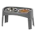 IRIS USA Elevated Dog Bowls, Adjustable Height, 2 Thick 64 oz Stainless Steel Bowls, Spill-Proof with Raised Outer Rim, Durable Made in USA Plastic, Easy Assemble, 2 Heights 4.63
