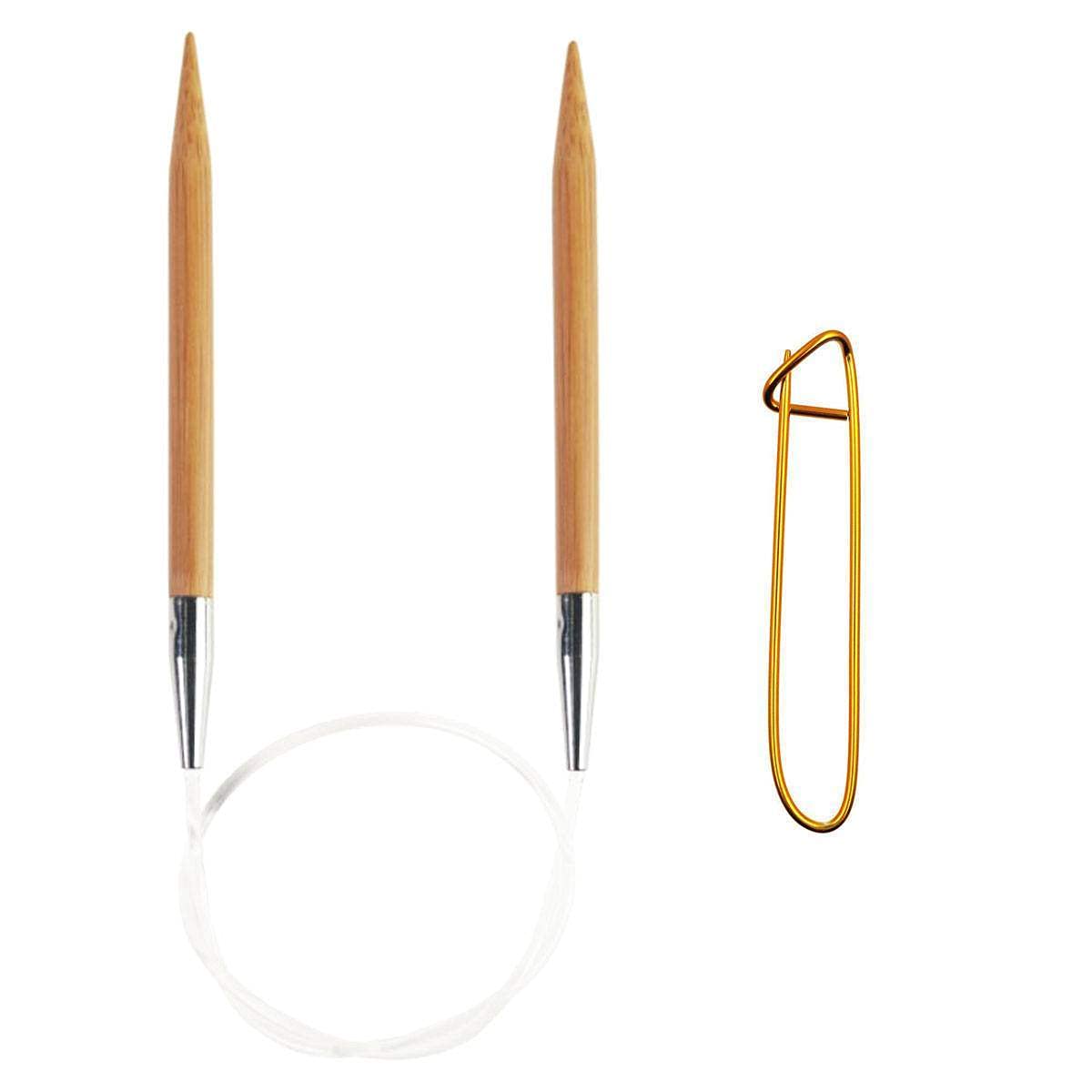 ChiaoGoo Circular 40-inch (102cm) Bamboo Dark Patina Knitting Needle; Size US 8 (5mm) Bundle with 1 Artsiga Crafts Stitch Holder 2040-8