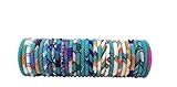 Wigspedia Handmade Crochet Glass Seed Bead Nepal Boho Bracelet - Wholesale Turquoise Scheme (12 Pieces Turquoise Bracelets)