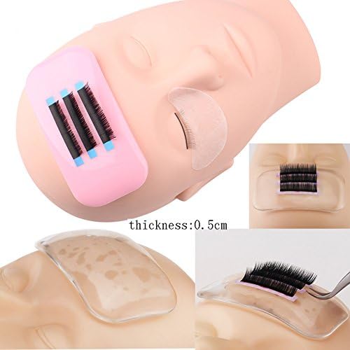 HuangHM anti-static Durable Thick Sticky Flexible Silicone False Lashes Holder Pad for Eyelash Extensions Loose Strips Eye Lash Reusable Pallet Forehead Glue Stand Tray Base (Pink)