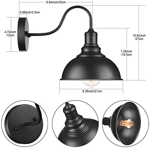 YeLEEiNO Black Wall Sconce Lighting Gooseneck Barn Wall Light