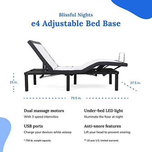 Blissful Nights Split King e4 Adjustable Bed Base Frame with Zero