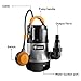 DEKO Sump Pump 1/2HP 400W 1981GPH Submersible Pump Clean/Dirty Water Pump Swimming Pool Garden Tub Pond Flood Drain w/Float Switch and Long 16ft Cable.