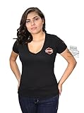 Harley-Davidson Womens Storm Advisory B&S V-Neck Black Short Sleeve T-Shirt - MD