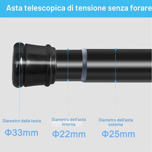 Pressure Curtain Pole Without Drilling for Pressure Curtain Rod Shower Curtain Rod Length 83 - 160 cm (1 Piece), Diameter 25 mm, White