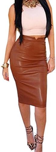 WOCACHI Women Skirts Sexy Leather Skirt High Waist Slim Party Pencil Skirt For Women